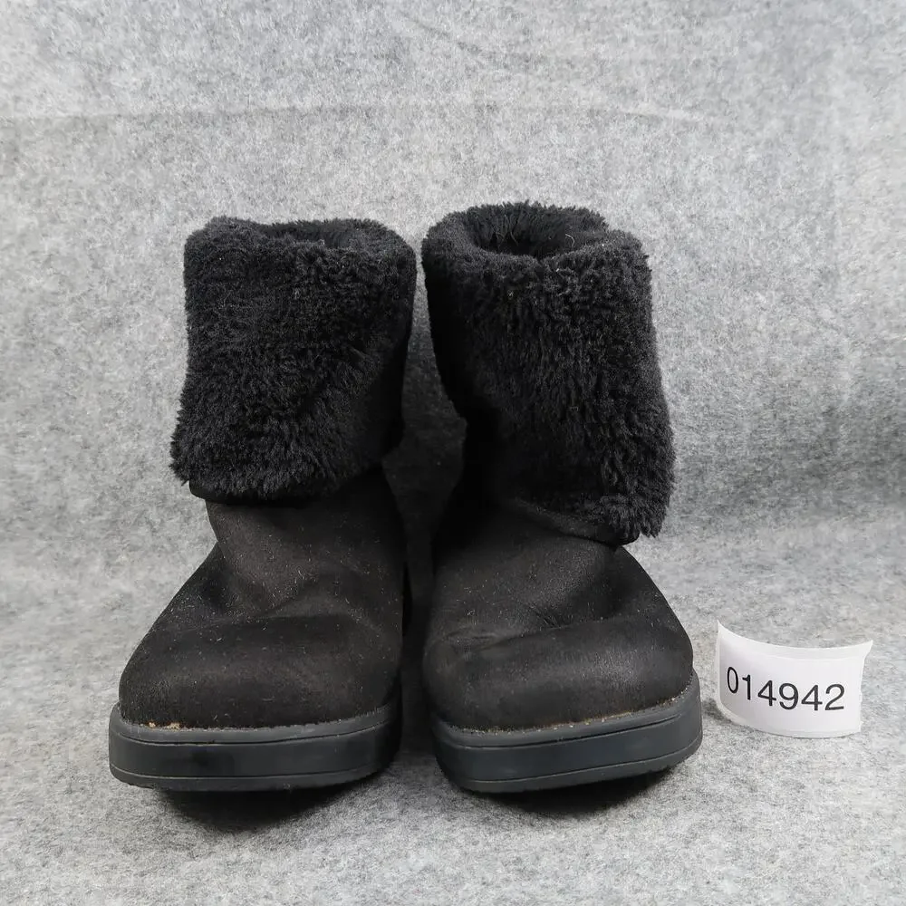Guess Shoes Women 6 Boots Shearling Style Pull On Fashion Winter Warm Black Logo